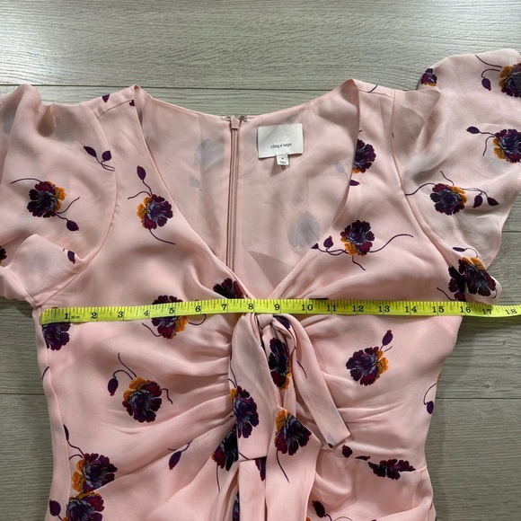 CINQ A SEPT Mateo Floral Ruffle 100% Silk Ruffle Dress in Pearl Blush - Picture 15 of 16